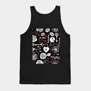 Kitsch Valentine | black, white and red | love pattern Tank Top